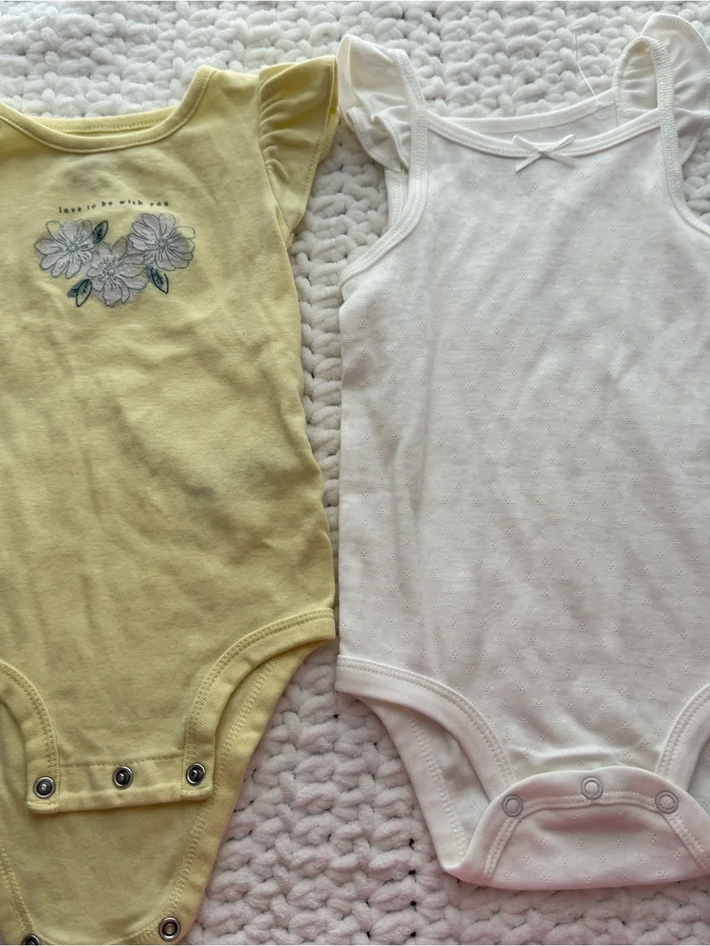 Carter's Yellow Floral One-Piece & White Textured Bodysuit Set
